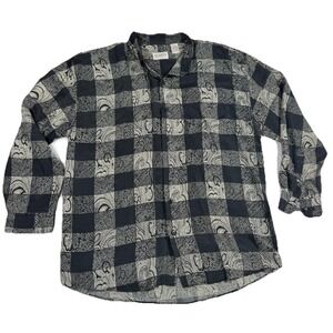 Vintage Summa Silk Geometric Print Short Sleeve Top Mens Sz L Lightweight